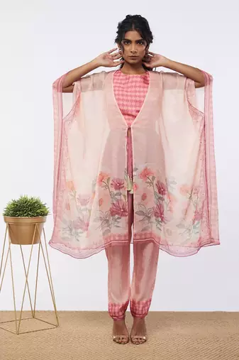 Blooming Bud Printed Co-Ord Set With Kaftan Jacket