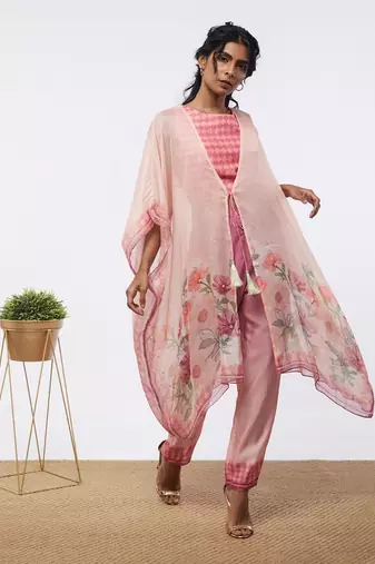 Blooming Bud Printed Co-Ord Set With Kaftan Jacket