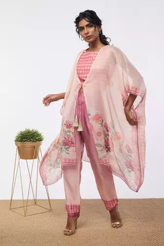 Blooming Bud Printed Co-Ord Set With Kaftan Jacket