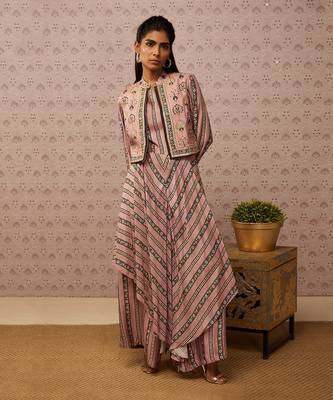 Sarouk Printed Layered Jumpsuit With Jacket 1