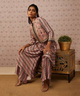 Sarouk Printed Layered Jumpsuit With Jacket 2