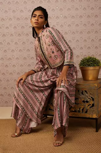 Sarouk Printed Layered Jumpsuit With Jacket