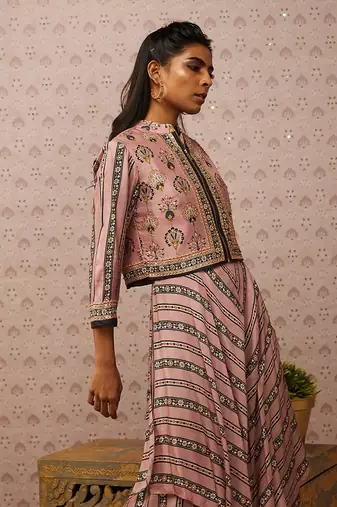 Sarouk Printed Layered Jumpsuit With Jacket