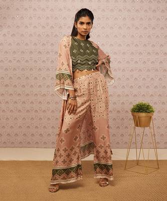 Bandhej Printed Co-Ord Set With Jacket 1