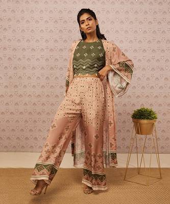 Bandhej Printed Co-Ord Set With Jacket 3
