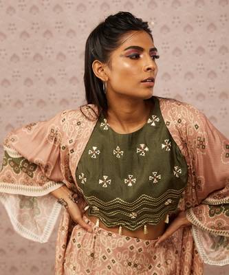 Bandhej Printed Co-Ord Set With Jacket 4