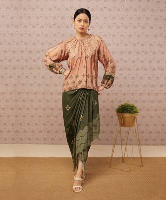Bandhej Printed Drape Skirt Set 2
