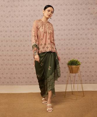 Bandhej Printed Drape Skirt Set 3