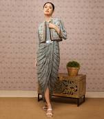 Sarouk Printed Drape Dress With Jacket
