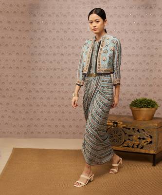 Sarouk Printed Drape Dress With Jacket 2