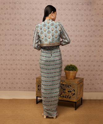 Sarouk Printed Drape Dress With Jacket 3