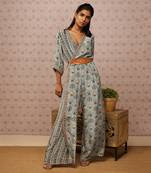 Sarouk Printed Overlap Jumpsuit With Belt