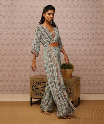 Sarouk Printed Overlap Jumpsuit With Belt 2