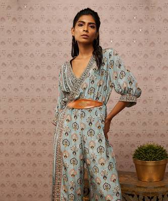 Sarouk Printed Overlap Jumpsuit With Belt 3