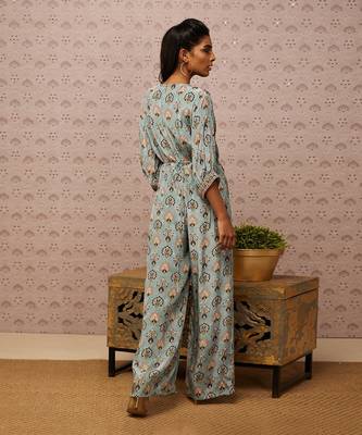 Sarouk Printed Overlap Jumpsuit With Belt 4