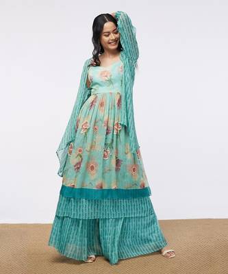 Blooming Bud Printed Sharara Set 1