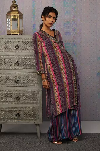 Ikaya Printed Angarkha Kurta Set