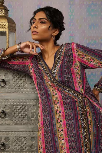 Ikaya Printed Angarkha Kurta Set
