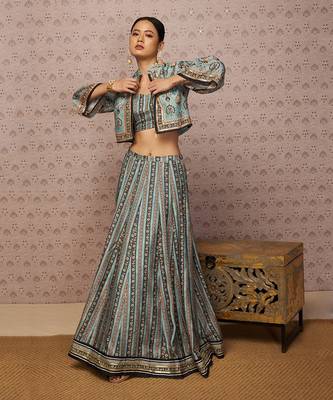 Sarouk Embroidered Lehenga Set With Jacket 2