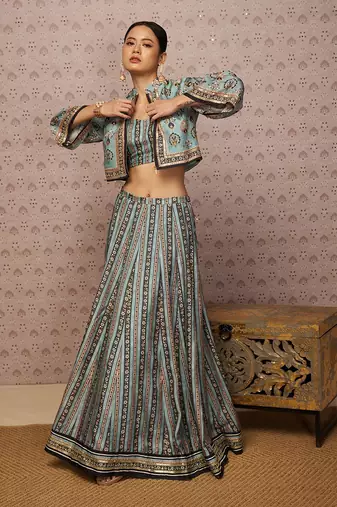 Sarouk Embroidered Lehenga Set With Jacket