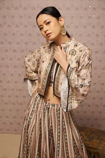Sarouk Embroidered Lehenga Set With Jacket
