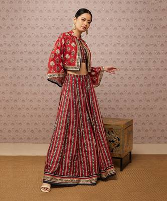 Sarouk Embroidered Lehenga Set With Jacket 1