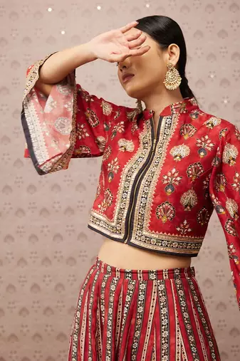 Sarouk Embroidered Lehenga Set With Jacket