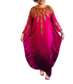 DARK PINK ZARI WORK STONES & BEADS EMBELLISH GEORGETTE ISLAMIC STYLE ARABIAN MAXI PARTYWEAR KAFTAN
