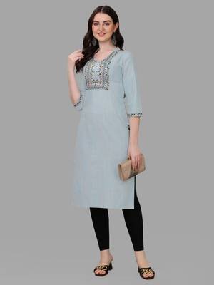 Gruhnaree Sky Floral Yoke Design A-Line Kurta 1