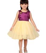 Purple plain net kids-frocks