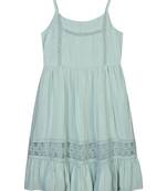 Budding Bees Girls Green Solid A-Line Dress