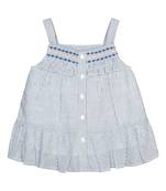 Budding Bees Baby Girls Blue Striped A-Line Dress