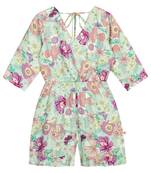 Budding Bees Girls Blue Floral Playsuit