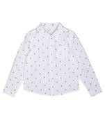 Budding Bees Boys White Rollup Sleeve Shirt