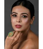 Kundan Inspired Gold toned  Adjustable ring