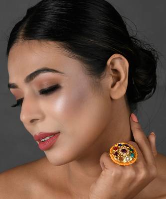 Kundan Navratan  Adjustable ring 1