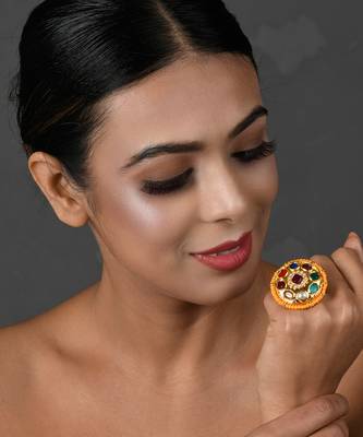 Kundan Navratan  Adjustable ring 2