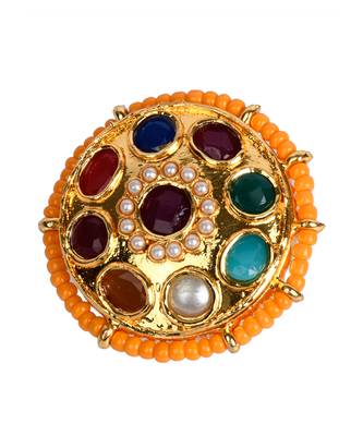 Kundan Navratan  Adjustable ring 3