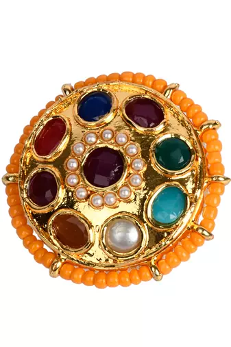 Kundan Navratan  Adjustable ring