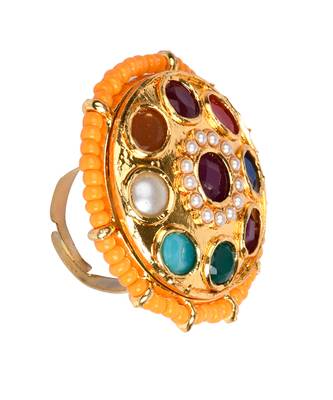 Kundan Navratan  Adjustable ring 4