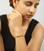 Handcrafted Gold Kundan bracelet with pearls