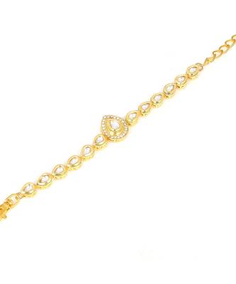 Handcrafted Gold Kundan bracelet with pearls 4