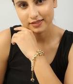 Floral Kundan Gold Tone bracelet with multicolor beads