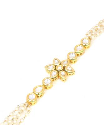 Floral Kundan Gold Tone bracelet with multicolor beads 5