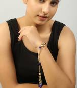 Blue White Gold Tone Kundan Bracelet