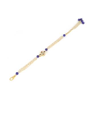 Blue White Gold Tone Kundan Bracelet 4