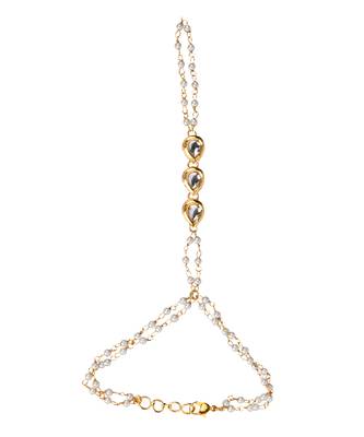 Gold toned kundan hathphool 2