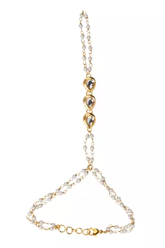 Gold toned kundan hathphool