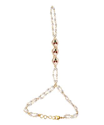 Gold toned kundan hathphool 3