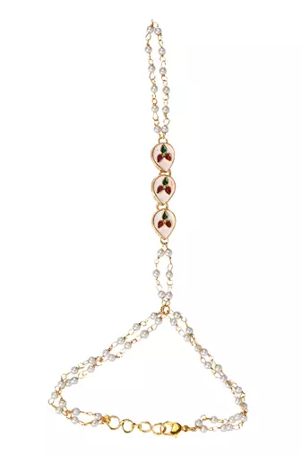 Gold toned kundan hathphool